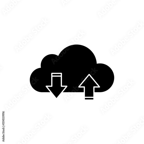 Cloud with download and upload arrows showing data transfer and syncing