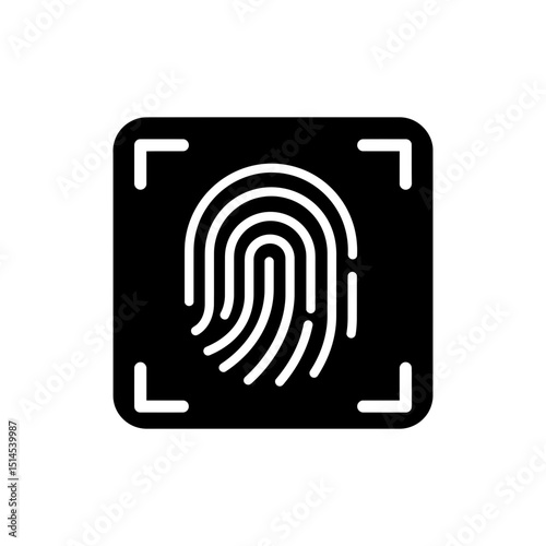 Digital Fingerprint in Square Icon for Biometric Security and Identification