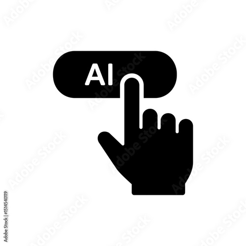 Finger Pressing AI Button Representing Artificial Intelligence Activation