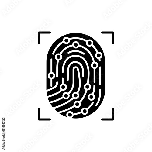 Fingerprint with Nodes Symbolizing Biometric Data and Network Security