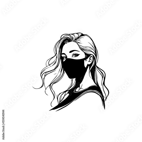 Woman in a protective mask vector illustration for health and safety awareness