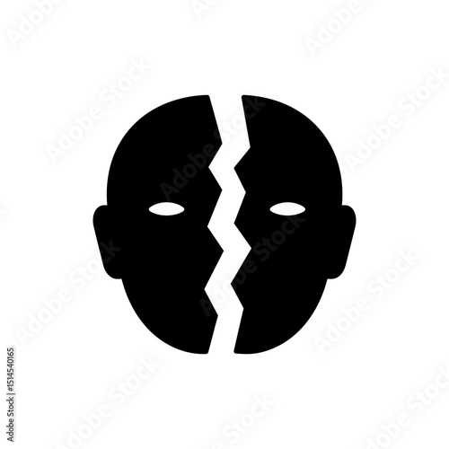 Human Face Split with Chip Technology and AI Integration Icon