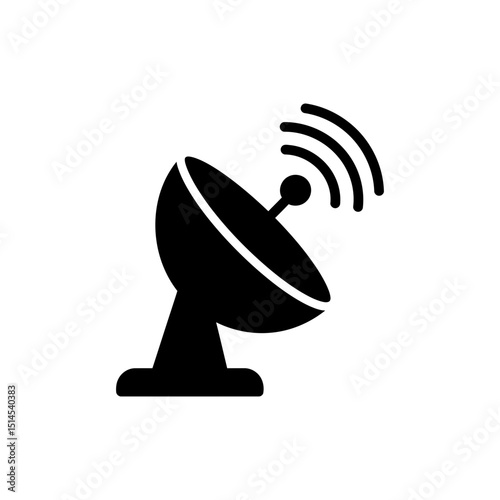 Satellite dish emitting AI rays digital signal transmission