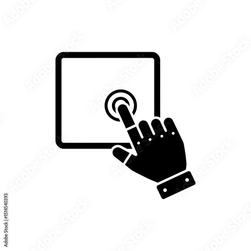 Robotic hand interacting with digital touchscreen interface