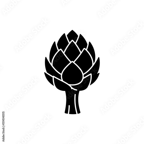 Closed artichoke with tightly packed petals isolated on white background