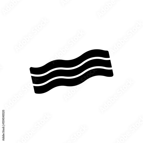 Close-up of Wavy Bacon Strip on White Background