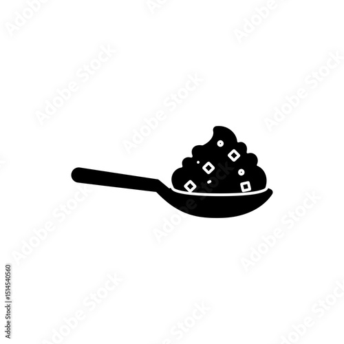 Spoonful of Caponata on White Background with Visible Texture