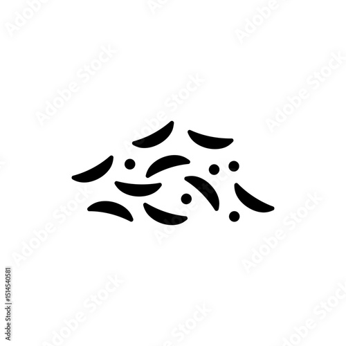 Scattered Caraway Seeds on White Background Close-up View