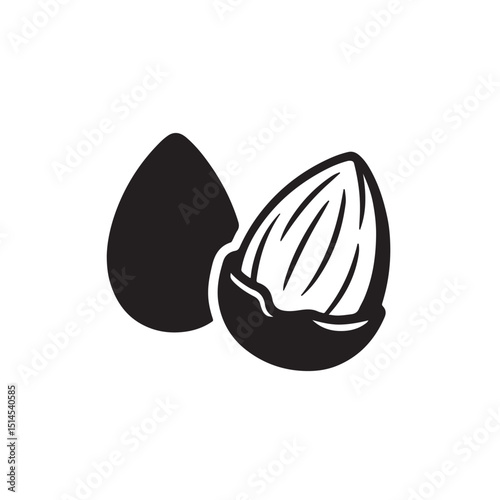 Almond cracked icon vector silhouette
