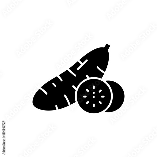 Split View of Fresh Cassava Root Showing Inner Texture on White Background