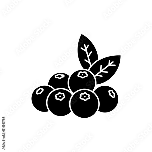 Cluster of Fresh Blueberries with Leaf for Healthy Snacking