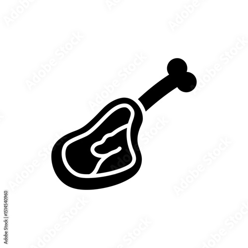 Raw lamb chop with bone isolated on white background close-up