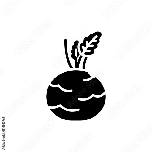 Round kohlrabi vegetable with sprout isolated on white background