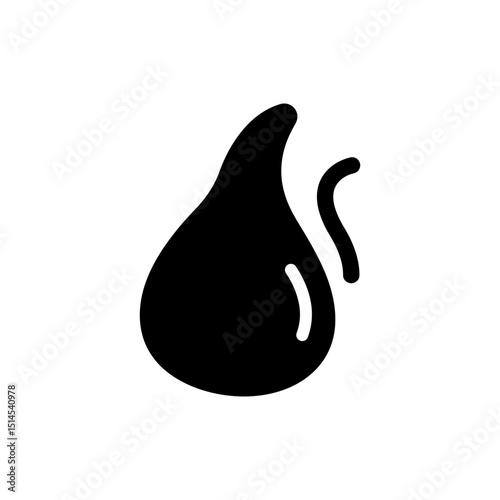 Red Ketchup Blob with Tail Shape on White Background