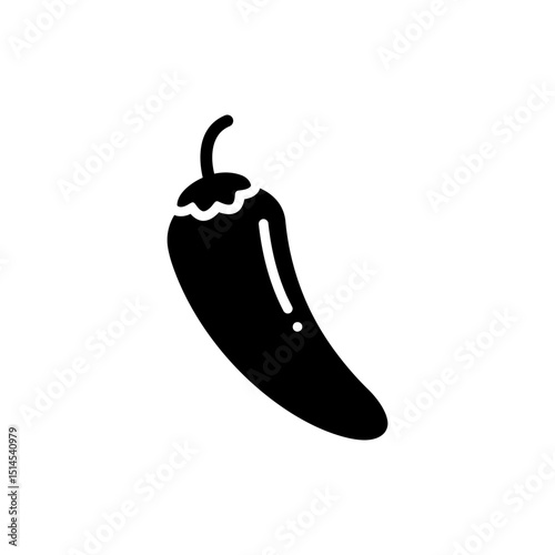 Fresh Jalapeno Pepper with Stem on White Background