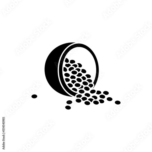 Scattered round lentils isolated on white background close-up