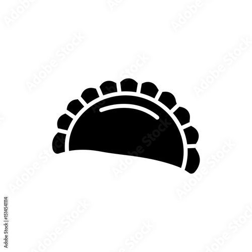 Half-moon shaped pierogi dumpling isolated on white background