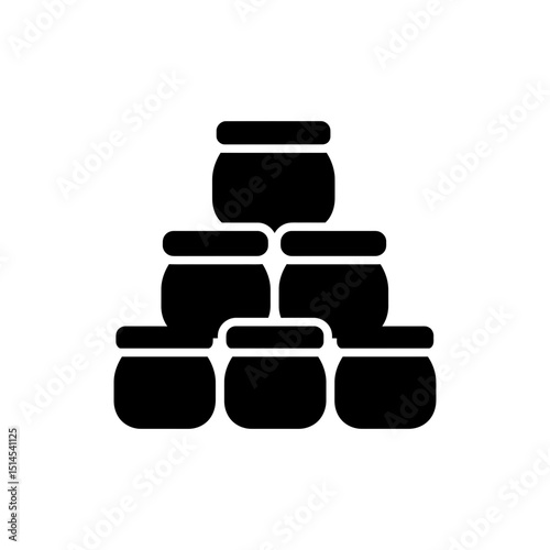 Stacked Glass Jars Filled with Pickles Isolated on White Background