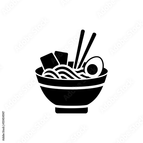Top View of Ramen Noodle Bowl with Ingredients