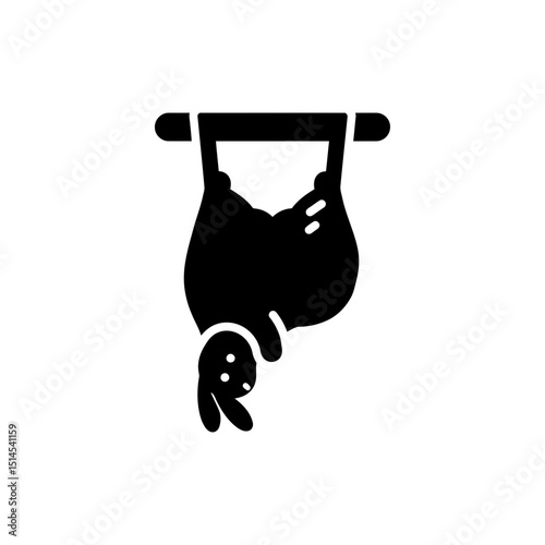 Whole Rabbit Hanging for Butchery on White Background