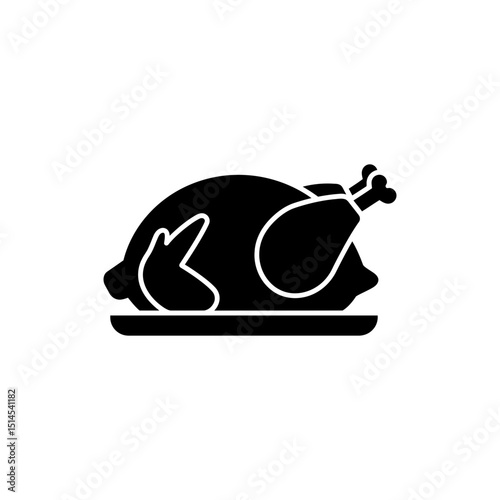 Full view of roasted turkey with golden brown skin isolated on white