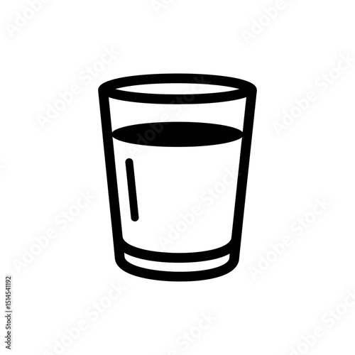 Glass filled with fresh white rice milk isolated on white background
