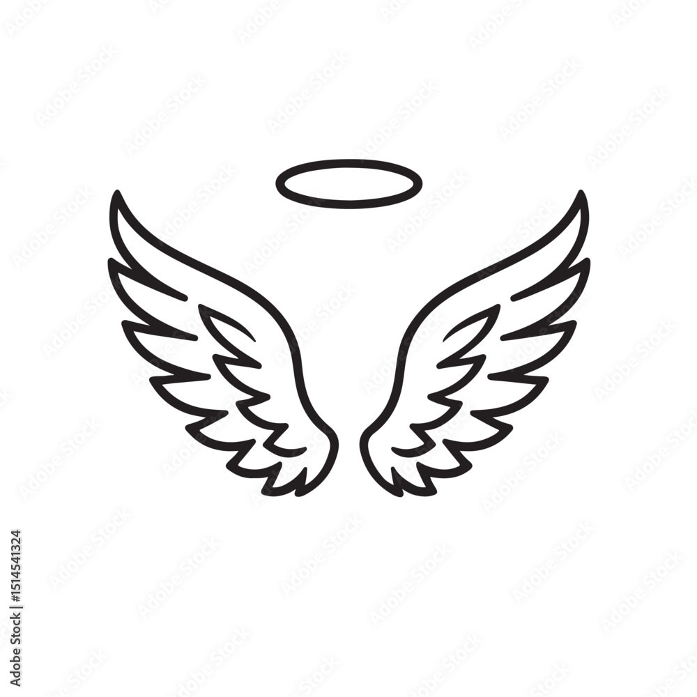 Fototapeta premium Angel wings open icon vector silhouette