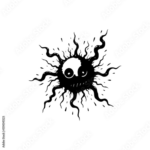 Spooky sunshine: a whimsical illustration of a dark sun with a playful twist