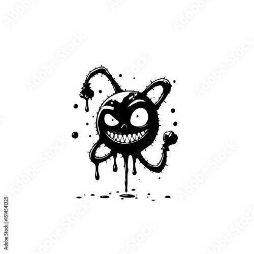 Sinister Inkblot: A Monochromatic Expression of Mischief and Whimsical Darkness
