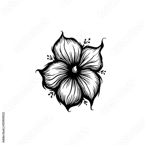 Elegant black and white floral vector illustration with intricate petal details
