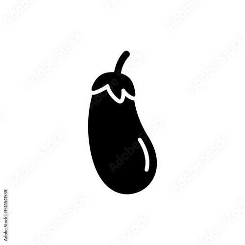 Whole fresh eggplant with green stem isolated on white background