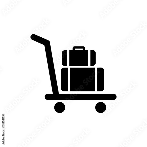 Airport Trolley with Two Suitcases Stacked Travel Luggage Cart