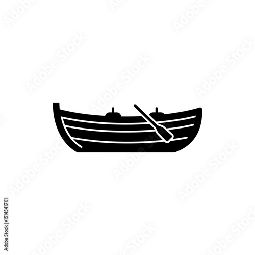 Classic Boat with Oars Side View for Nautical and Outdoor Recreation
