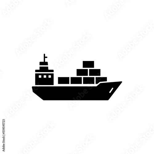 Cargo ship loaded with stacked containers sailing on ocean water