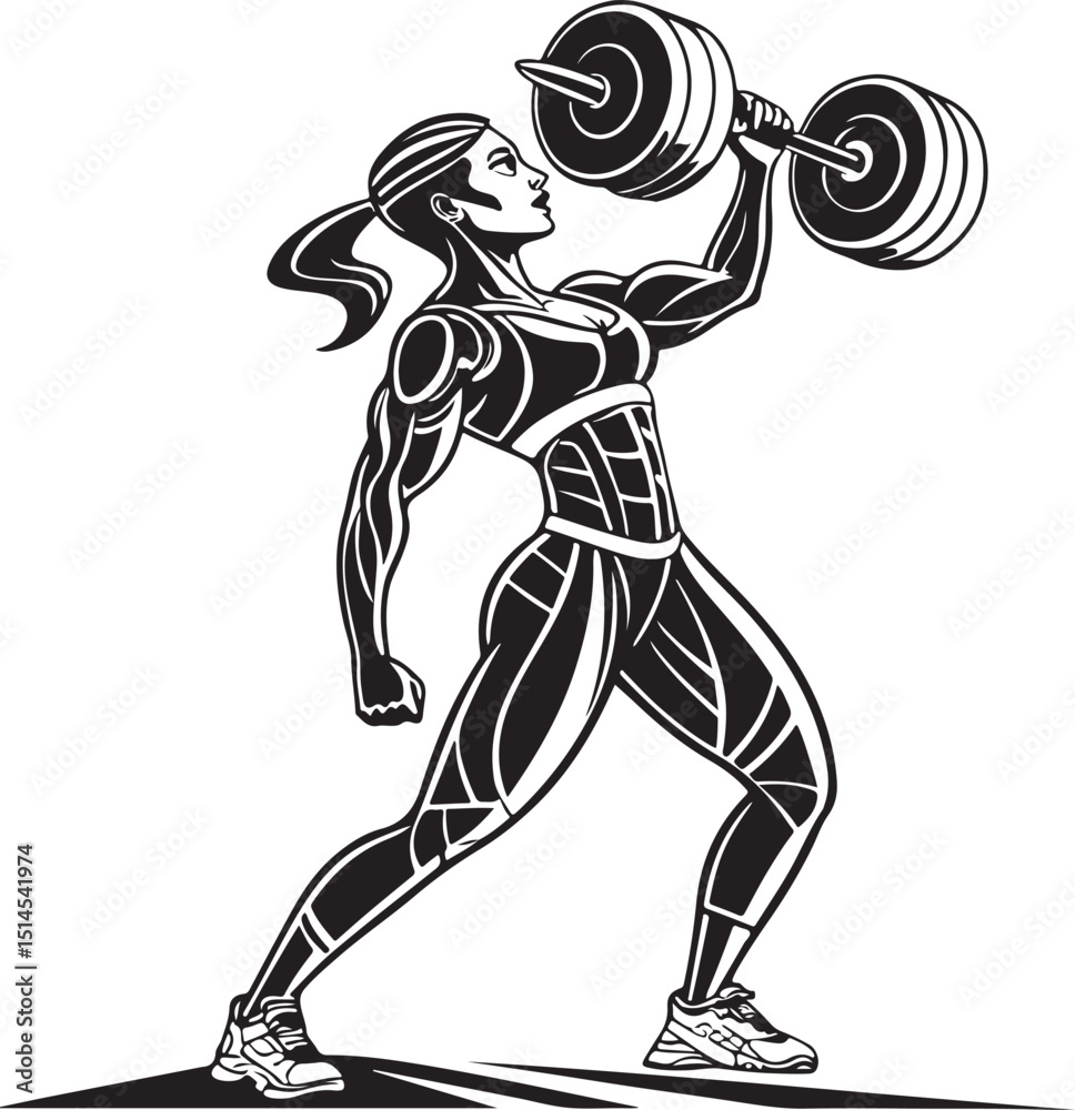 Fototapeta premium female fitness athlete silhouette vector graphic art, bodybuilder vector