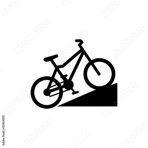 Mountain bike tilted uphill on rugged outdoor trail