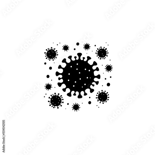 Vector Illustration of Coronavirus Disease (COVID-19) Virus Silhouette Pattern