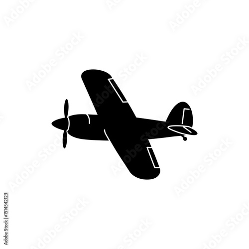 Simple prop plane midair view flying with propeller in motion