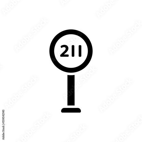 Speed limit sign on pole on white background for traffic safety