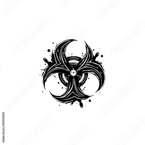 Grunge styled biohazard symbol illustration, conveying a sense of danger and contamination