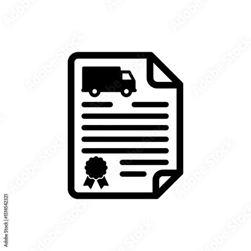 Flat transport insurance document with vehicle and shield symbols