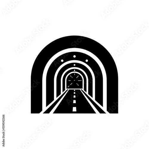 Tunnel Entrance with Lights Inside Representing Roadway Infrastructure