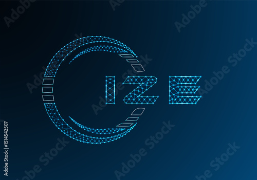 IZE low poly letter logo vector design. IZE lower poly logo design. Low poly logo. photo