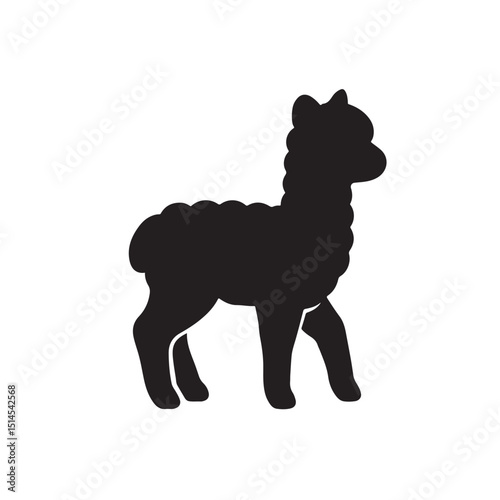 Baby alpaca minimal silhouette vector