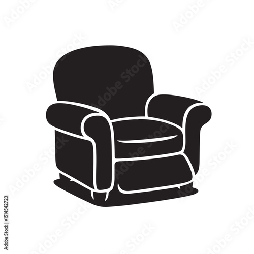 Cartoon armchair icon vector silhouette