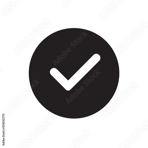 Approval badge check icon vector silhouette
