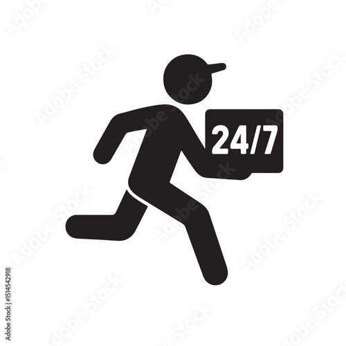 247 courier delivery icon vector silhouette