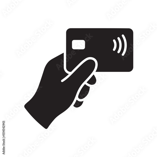 Contactless card hand icon vector silhouette
