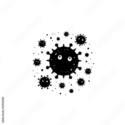 Cartoon Virus Vector Illustration: Depicting COVID-19 Pandemic and Health Crisis Awareness