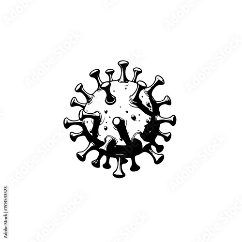 Monochrome Illustration of Coronavirus: Scientific Representation and Public Health Awareness